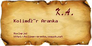 Kolimár Aranka névjegykártya