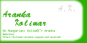 aranka kolimar business card